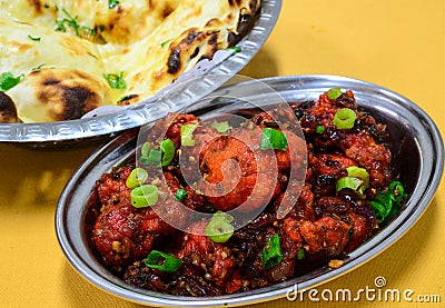 Indian bread and manchurian Stock Photo