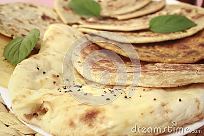 Indian Bread Selection Nan Roti Curry Stock Photo