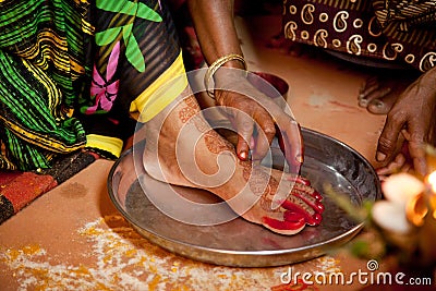 Indian bride doing marriage rituals Stock Photo