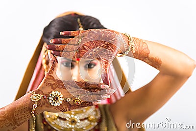Mehendi or Hena or Hina Indian Bride Stock Photo