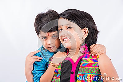 Indian brother and sister celebrating rakshabandhan or rakhi festival Stock Photo