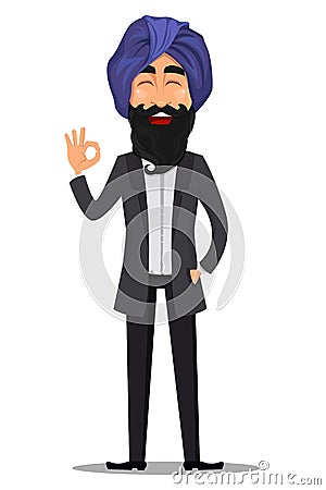 Indian business man cartoon character Vector Illustration