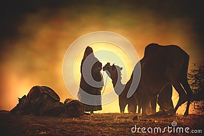 Camel vendors from the city of Pushkar,Pushkar Mela Editorial Stock Photo