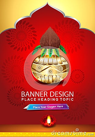 Indian celebration background with kalash Cartoon Illustration