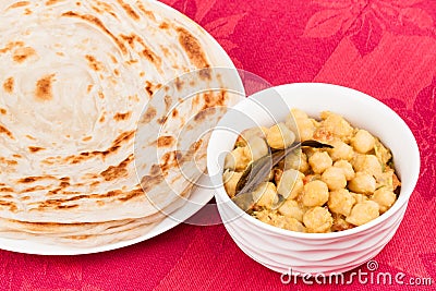 Indian Chana Masala and Parotta Stock Photo