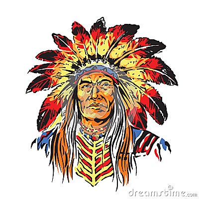 Indian Chief Cartoon Vector Illustration