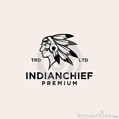Indian chief logo icon illustration Premium Cartoon Illustration
