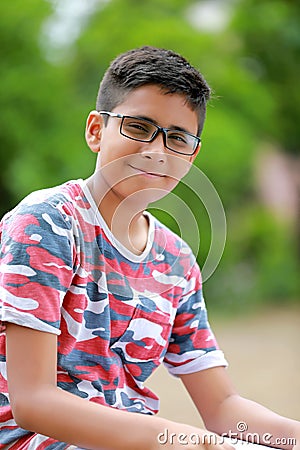 Indian child on eyeglass Stock Photo