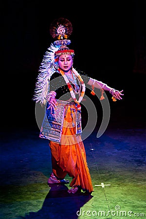 Indian classical dance Manipuri Editorial Stock Photo