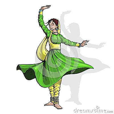 Indian Classical Dancer Vector Illustration