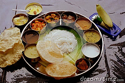 Indian complete Meals thali Stock Photo