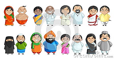 Indian Couple of different Culture Vector Illustration