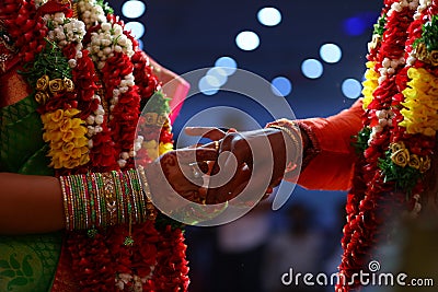 Indian couples ring ceremony Stock Photo