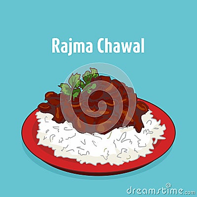 Indian cuisine rajma chawal vector illustration Cartoon Illustration