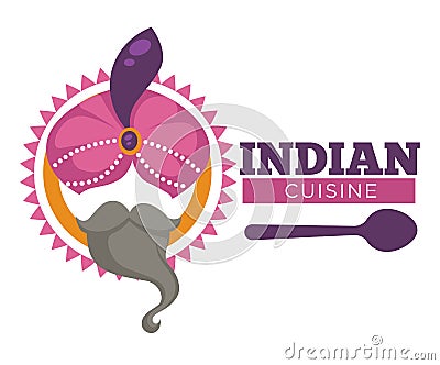Indian cuisine traditional spices and dishes text poster Vector Illustration
