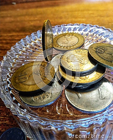 Indian currency coins. Rupies. Stock Photo