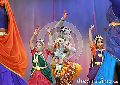 Indian dance -krishna with gopikas Editorial Stock Photo