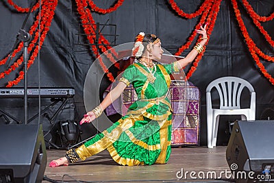 Indian dancer performing on stage Editorial Stock Photo
