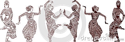 Indian dancers set Vector Illustration