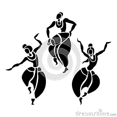 Indian dancers. Vector Illustration. Stock Photo