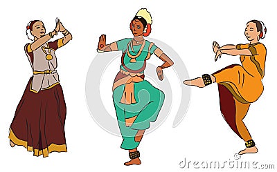 Indian dancers Vector Illustration