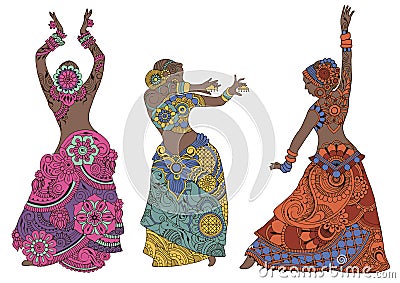 Indian dancers on white background Vector Illustration