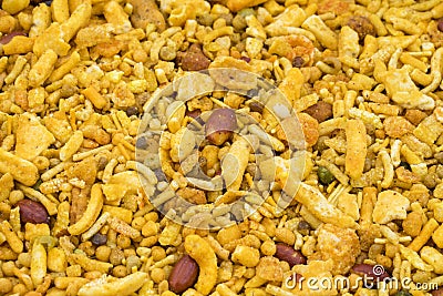 Indian Delicious And Crunchy Mix Namkeen Food Stock Photo