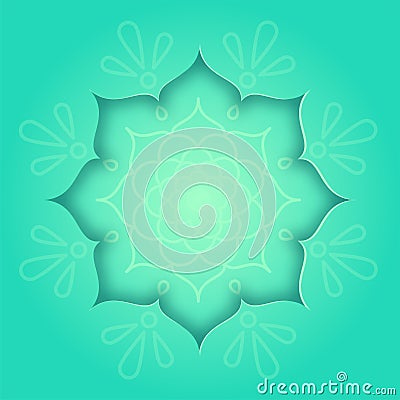 Indian design card with green rangoli and mandala pattern concept Vector Illustration