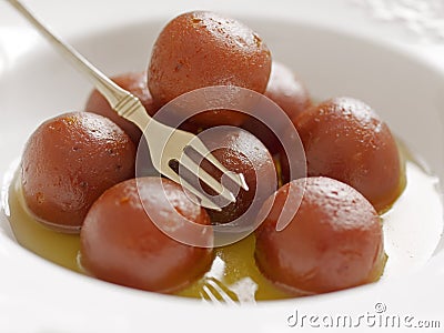 Indian dessert gulab jamun Stock Photo