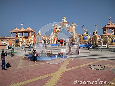 Indian devotional temple Nilkanthdham Poicha Editorial Stock Photo