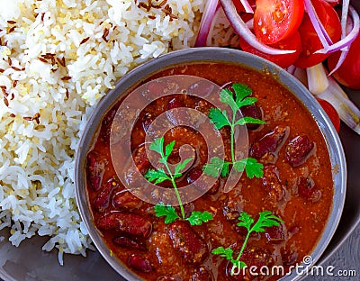 Indian vegan Punjabi meal Rajma Chawal Stock Photo