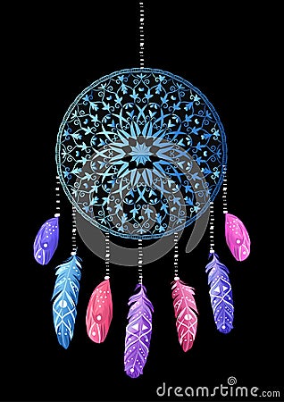 Indian dream catcher. Hand drawn native american talisman Vector Illustration