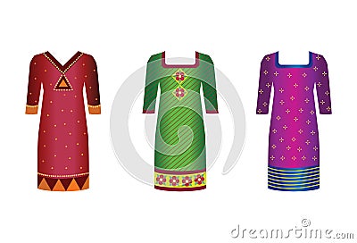 Indian Dresses Vector Illustration