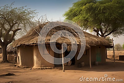 Indian dwelling house building. Generate Ai Stock Photo