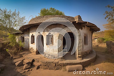 Indian dwelling house. Generate Ai Stock Photo