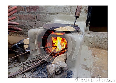 Indian earthen stove Stock Photo