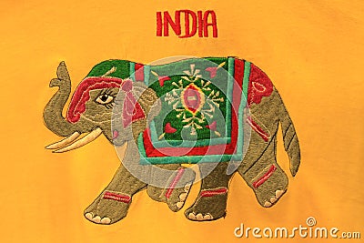 Indian elephant embroidery Stock Photo