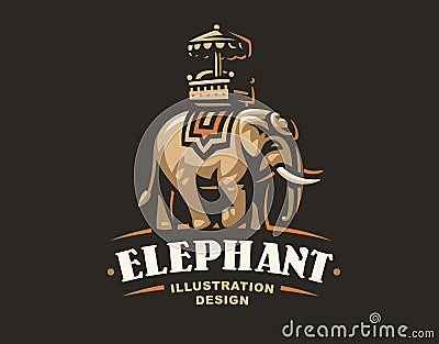 Indian elephant logo - vector illustration, emblem on dark background Vector Illustration