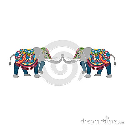 Indian elephants cartoon Vector Illustration