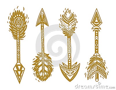 Indian ethnic arrows in gold. Vector illustration Vector Illustration