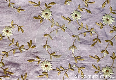 Indian fabric with floral embroidery Stock Photo
