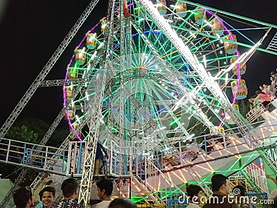 Indian fair wheel colourfull in night Editorial Stock Photo