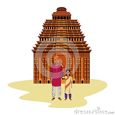 Indian family avatar cartoon character Vector Illustration