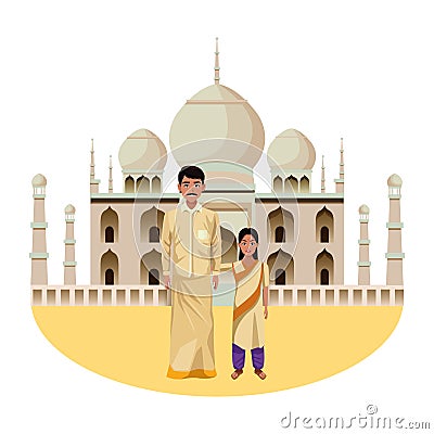 Indian family avatar cartoon character Vector Illustration