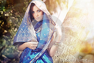 Indian fashion in sari Stock Photo