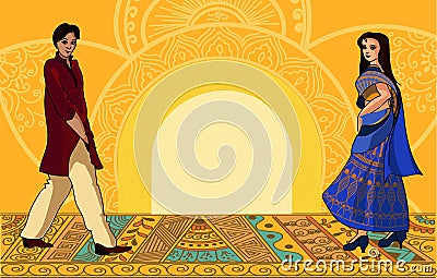 Indian fashion set Vector Illustration