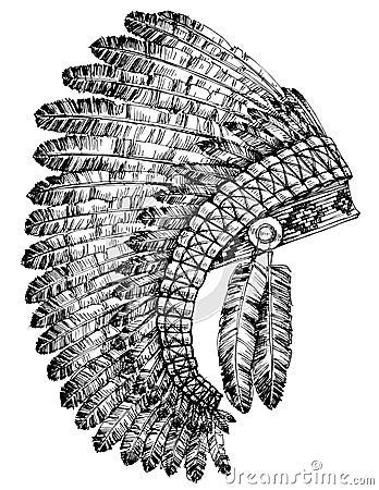 Indian feathers headdress Vector Illustration