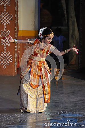 Indian female traditional folkloristic dancer Editorial Stock Photo