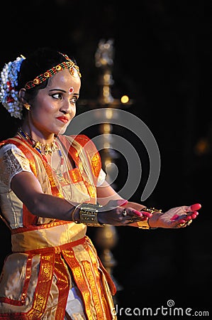 Indian female traditional folkloristic dancer Editorial Stock Photo