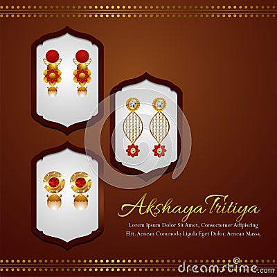 Indian festival akshaya tritiya sale promotion with creative gold earing Stock Photo